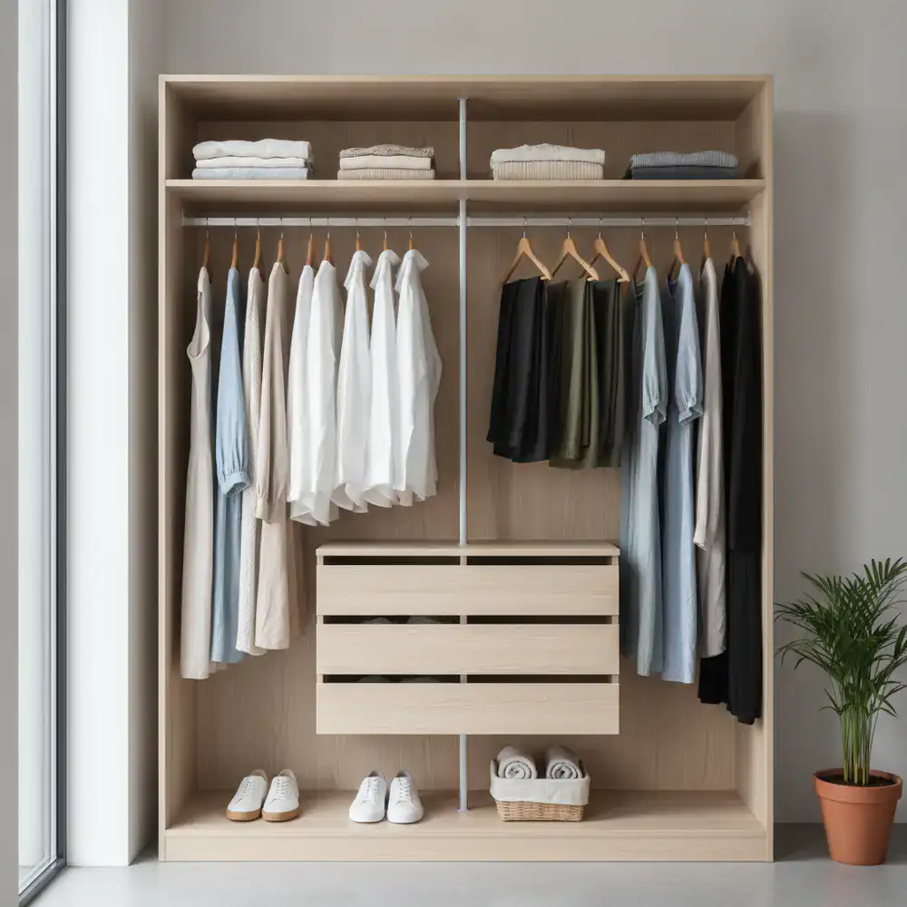 Minimalist wardrobe organization