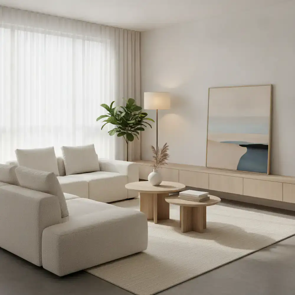 A perfectly organized minimalist living space